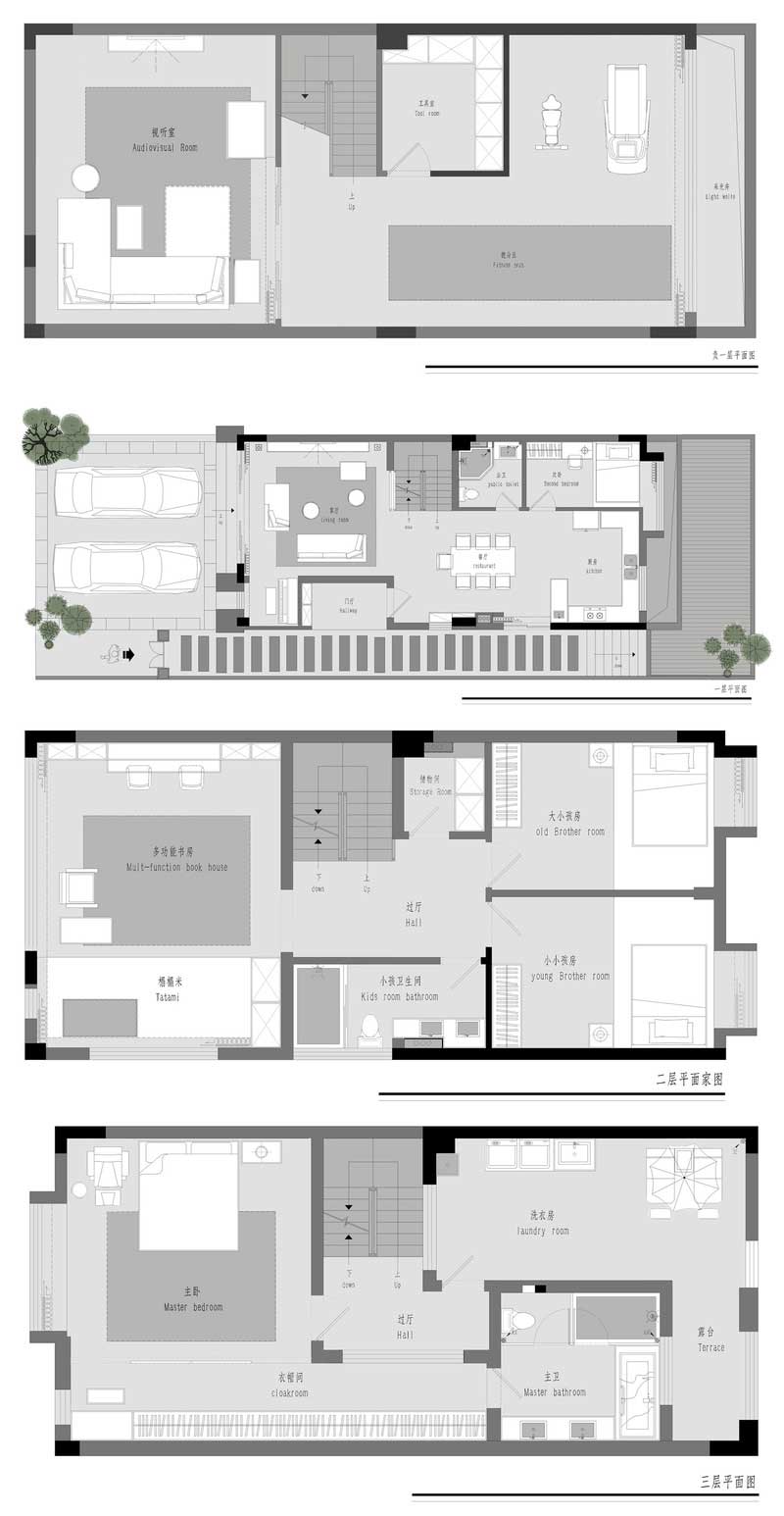 深圳南山簡約風格120平方家庭住房裝修平面布置圖