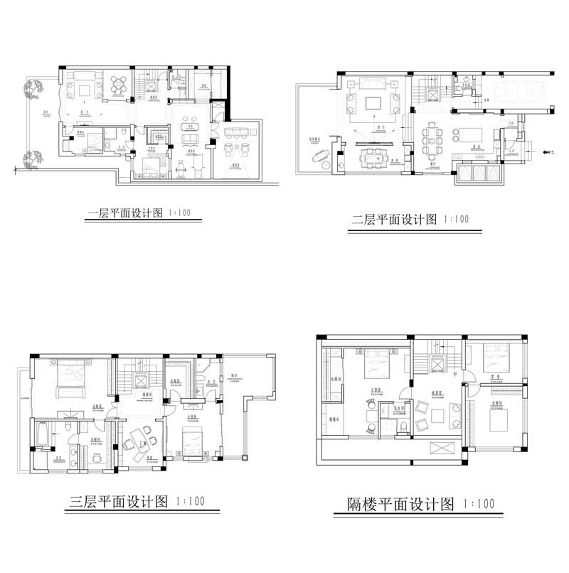 深圳福田金色調輕奢風家庭裝修平面布置圖