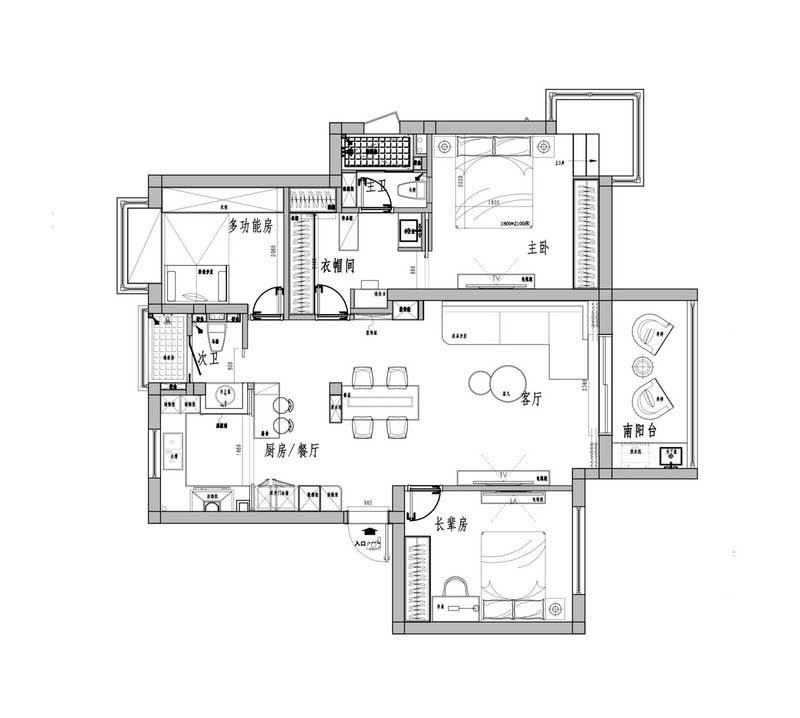 深圳羅湖區簡約風小戶型裝修工程施工平面布置圖