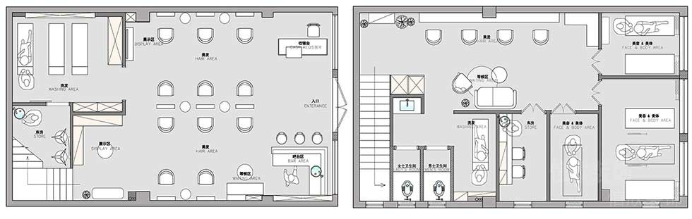 深圳福田美容美發(fā)SPA館裝修設(shè)計平面布置
