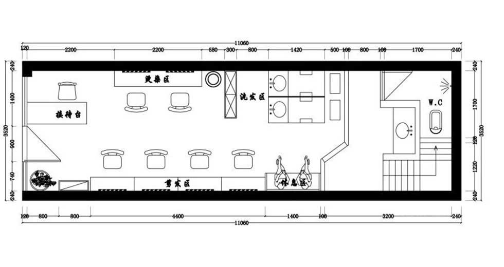 深圳龍華美發(fā)店平面布置圖