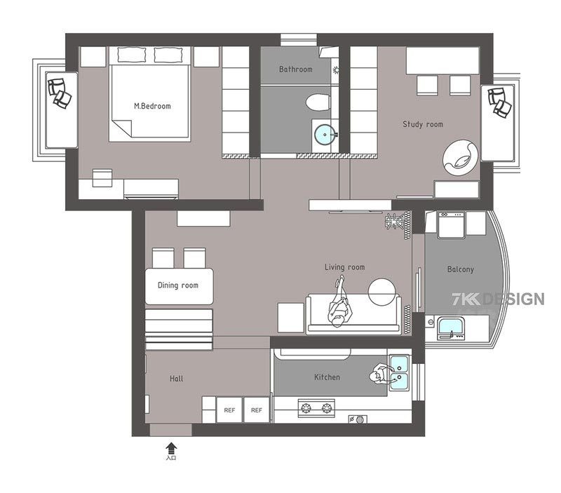 深圳市福田區(qū)新洲富通九曜公館兩房一廳戶型平面圖