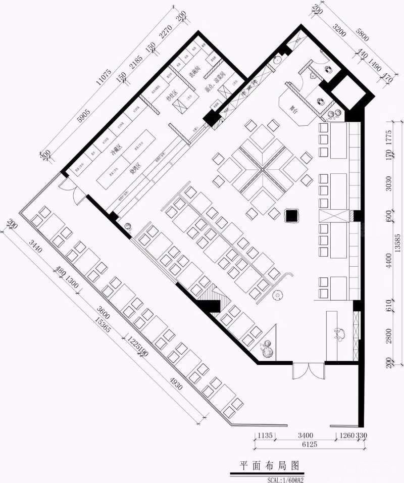 羅湖餐廳裝修燒烤店設計效果圖平面布置圖