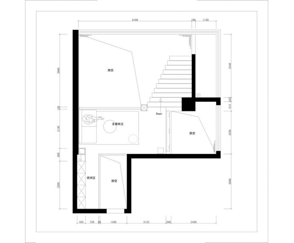 100平方公寓復式辦公室平面圖