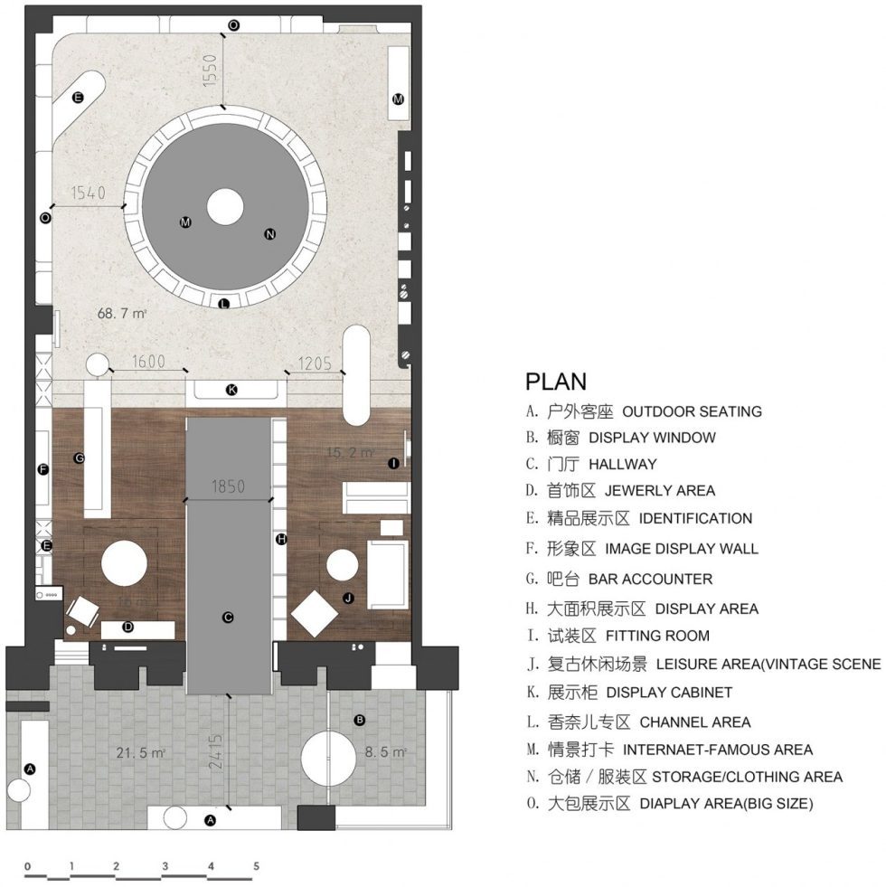 深圳市南山區(qū)科技園復(fù)古風(fēng)中古商店裝修設(shè)計(jì)平面圖