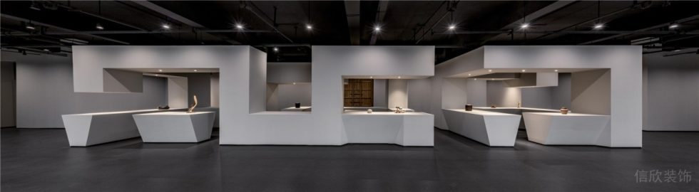 極簡中式混搭風陶瓷藝術品展廳裝修設計 展廳全景圖